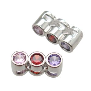 copper beads paved zircon, platinum plated, approx 6-13mm, 2x10mm hole [FN12854]