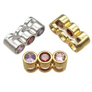 copper beads paved zircon, mixed color, approx 6-13mm, 2x10mm hole [FN12856]