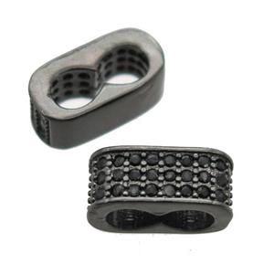 copper beads paved zircon, black plated, approx 5-11mm, 3mm hole [FN12860]
