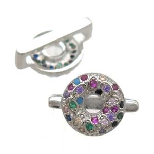 copper beads paved zircon, platinum plated, approx 9mm, 2x10mm hole [FN12862]