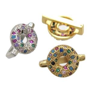 copper beads paved zircon, mixed color, approx 9mm, 2x10mm hole [FN12864]