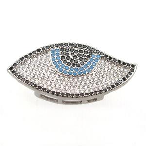 copper eye beads paved zircon, platinum plated, approx 17-36mm [FN12868]