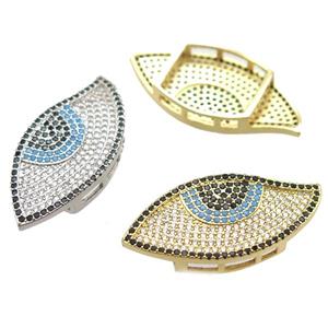 copper eye beads paved zircon, mixed color, approx 17-36mm [FN12870]