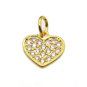 copper heart pendant paved zircon, gold plated, approx 8mm dia [FN12882]