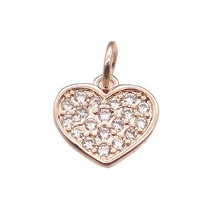 copper heart pendant paved zircon, rose gold, approx 8mm dia [FN12883]