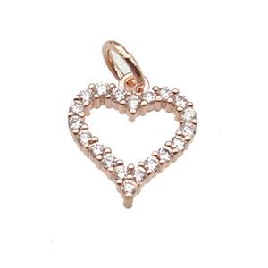 copper heart pendant paved zircon, rose gold, approx 10mm dia [FN12888]