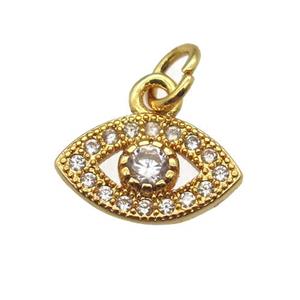 copper eye pendant paved zircon, gold plated, approx 7-10mm [FN12892]