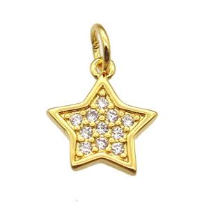 copper star pendant paved zircon, gold plated, approx 10mm [FN12897]