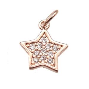 copper star pendant paved zircon, rose gold, approx 10mm [FN12898]