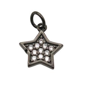 copper star pendant paved zircon, black plated, approx 10mm [FN12899]