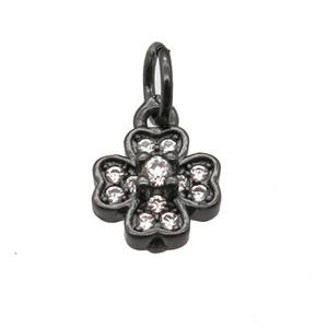 copper clover pendant paved zircon, black plated, approx 8mm [FN12904]
