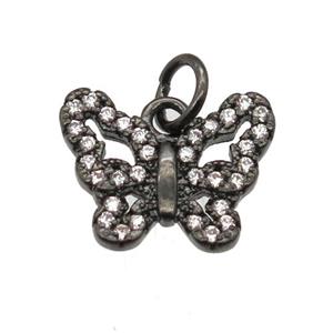 copper butterfly pendant paved zircon, black plated, approx 10-12mm [FN12916]