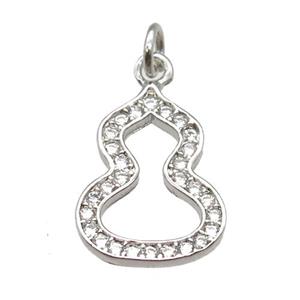 copper cucurbit pendant paved zircon, platinum plated, approx 10-13mm [FN12918]