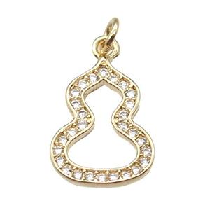 copper cucurbit pendant paved zircon, gold plated, approx 10-13mm [FN12919]