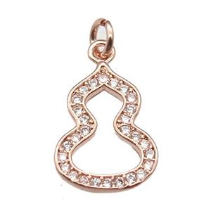 copper cucurbit pendant paved zircon, rose gold, approx 10-13mm [FN12920]