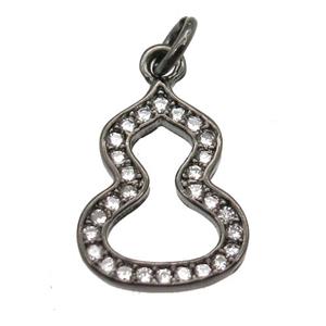 copper cucurbit pendant paved zircon, black plated, approx 10-13mm [FN12921]