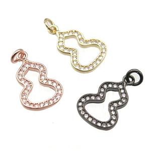 copper cucurbit pendant paved zircon, mixed color, approx 10-13mm [FN12922]