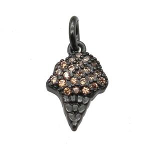 copper IceCream pendant paved zircon, black plated, approx 8-10mm [FN12931]