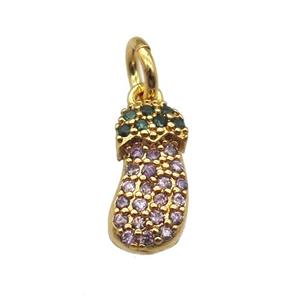 copper Eggplant pendant paved zircon, gold plated, approx 6-10mm [FN12950]