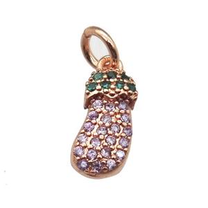 copper Eggplant pendant paved zircon, rose gold, approx 6-10mm [FN12951]
