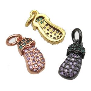 copper Eggplant pendant paved zircon, mixed color, approx 6-10mm [FN12953]