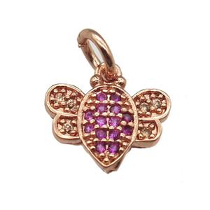 copper honeybee pendant paved zircon, rose gold, approx 7-11mm [FN12956]