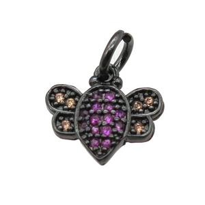 copper honeybee pendant paved zircon, black plated, approx 7-11mm [FN12957]