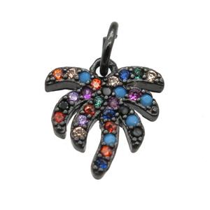 copper coconut-tree pendant paved zircon, black plated, approx 10mm [FN12967]