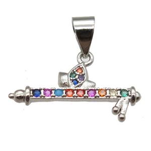 copper pendant paved zircon, platinum plated, approx 10-20mm [FN12974]