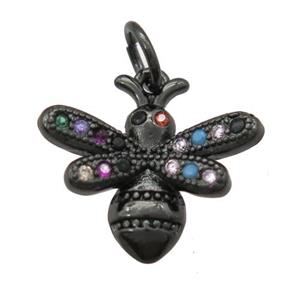 copper honeybee pendant paved zircon, black plated, approx 10-12mm [FN12981]