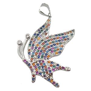 copper moths pendant paved zircon, platinum plated, approx 22-30mm [FN12991]