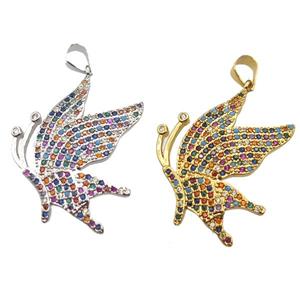 copper moths pendant paved zircon, mixed color, approx 22-30mm [FN12992]