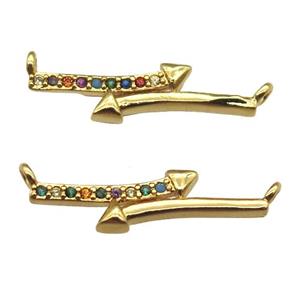 copper arrow pendant pave zircon, gold plated, approx 23mm [FN13164]