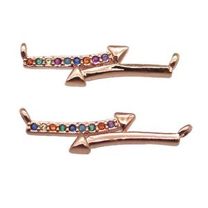copper arrow pendant pave zircon, rose gold, approx 23mm [FN13165]