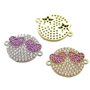 copper Emoji connector paved zircon, mixed color, approx 20mm dia [FN13200]