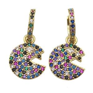 copper hoop Earring paved zircon with Emoji, gold plated, approx 15mm, 14mm dia [FN13206]