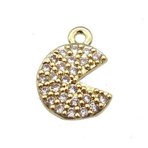 copper Emoji pendant paved zircon, gold plated, approx 8mm dia [FN13233]