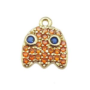 copper acaleph pendant paved zircon, gold plated, approx 10mm [FN13239]