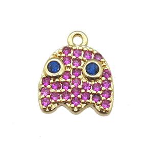 copper acaleph pendant paved zircon, gold plated, approx 10mm [FN13240]