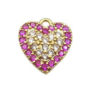 copper heart pendant paved zircon, gold plated, approx 12mm dia [FN13243]