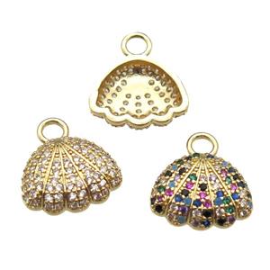 copper shelled pendant paved zircon, mixed, approx 12-15mm [FN13248]