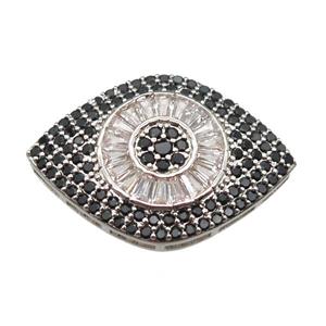 copper eye beads paved zircon, platinum plated, approx 20-30mm [FN13252]