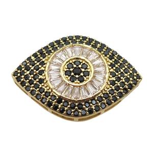 copper eye beads paved zircon, gold plated, approx 20-30mm [FN13253]