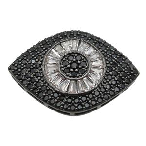 copper eye beads paved zircon, black plated, approx 20-30mm [FN13255]