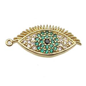 copper eye pendant paved zircon, gold plated, approx 10-20mm [FN13258]