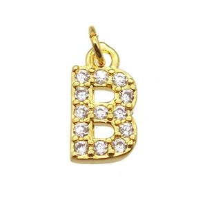copper letter-B pendant paved zircon, gold plated, approx 10mm [FN13268]