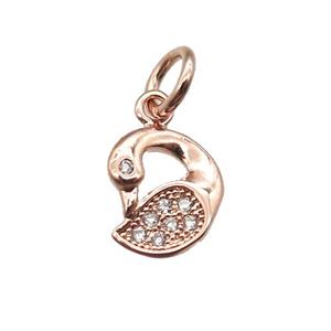 copper swan pendant paved zircon, rose gold, approx 8mm [FN13323]