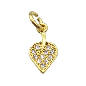 copper leaf pendant paved zircon, gold plated, approx 6x10mm [FN13325]