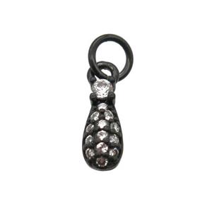 copper teardrop pendant paved zircon, black plated, approx 4-10mm [FN13331]