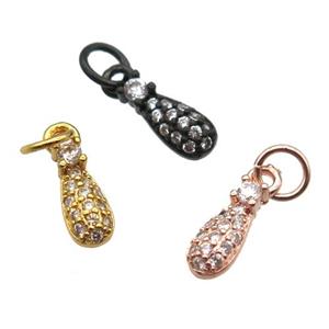 copper teardrop pendant paved zircon, mixed color, approx 4-10mm [FN13332]